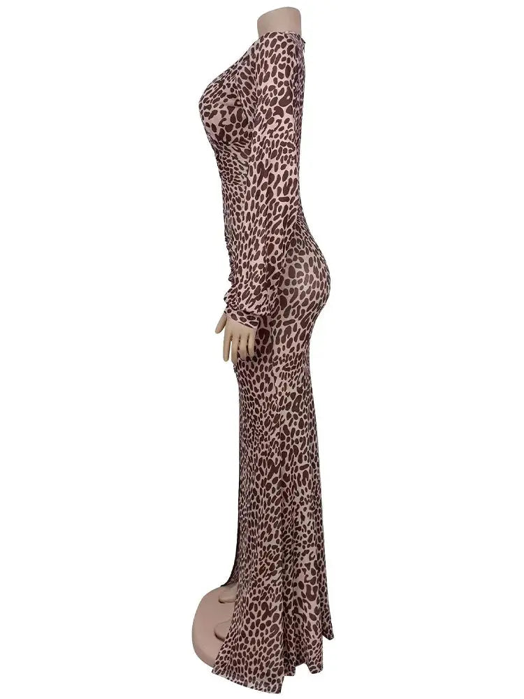 Wild Luxe Leopard Split Maxi Dress Majesty Me