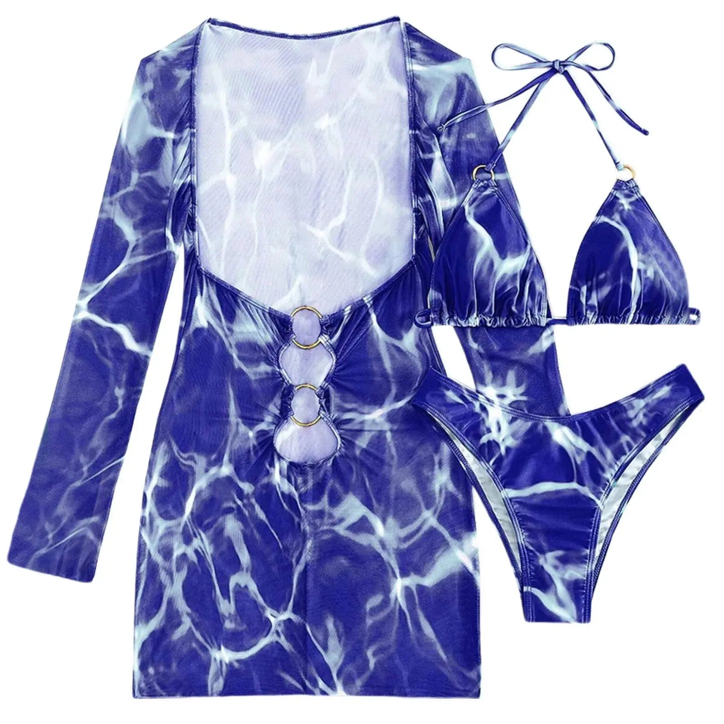 Women’s 3-Piece Swimsuit Set – Bikini Top, Bottom & Long Split Cover-Up Skirt (2025 Collection) - Majesty Me