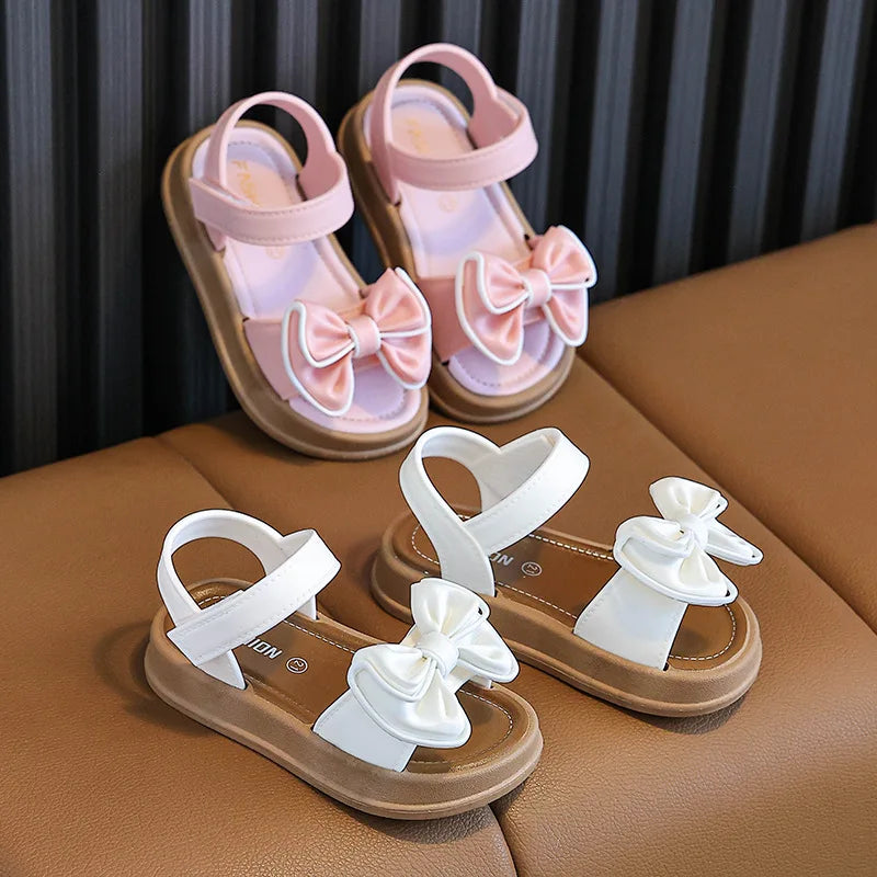 New Fashionable Girls Sandals Summer Bow Princess Sandals 3-14 Years Old Students Children Outside Wearing Versatile Sandals Majesty Me
