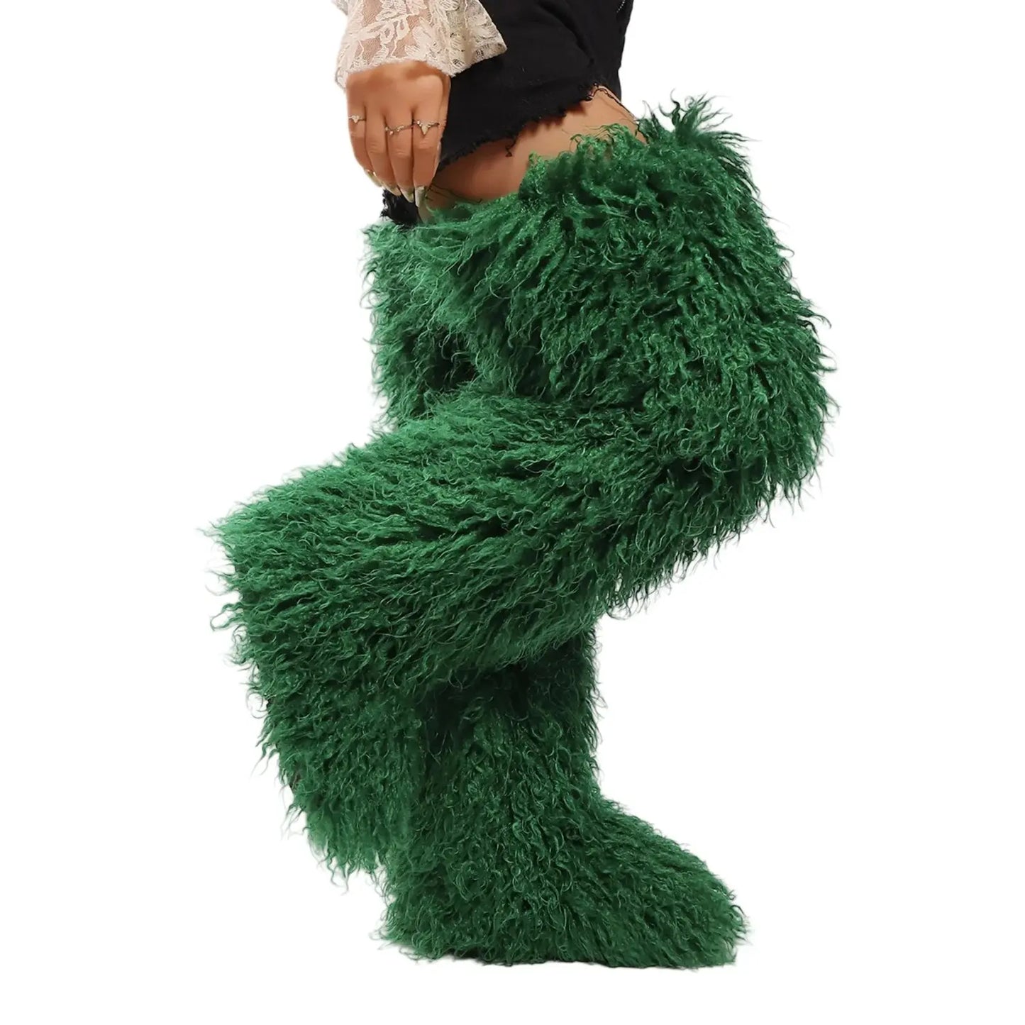 Royal Frost” Thigh-High Fur Boots – Luxe Mongolian Fox Snow Boots for the Modern It-Girl Majesty Me Streetwear™