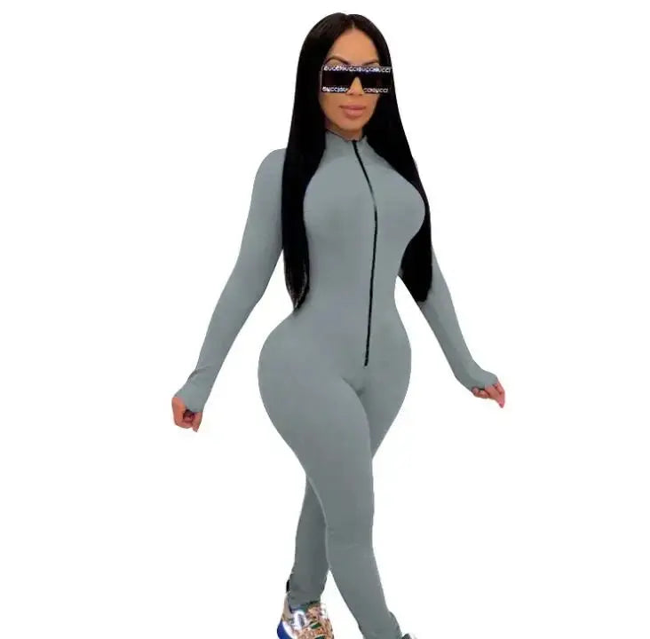 “Vixen Fit Long Sleeve Jumpsuit – Sexy Zip-Up Bodycon Romper Set” Majesty Me Streetwear™