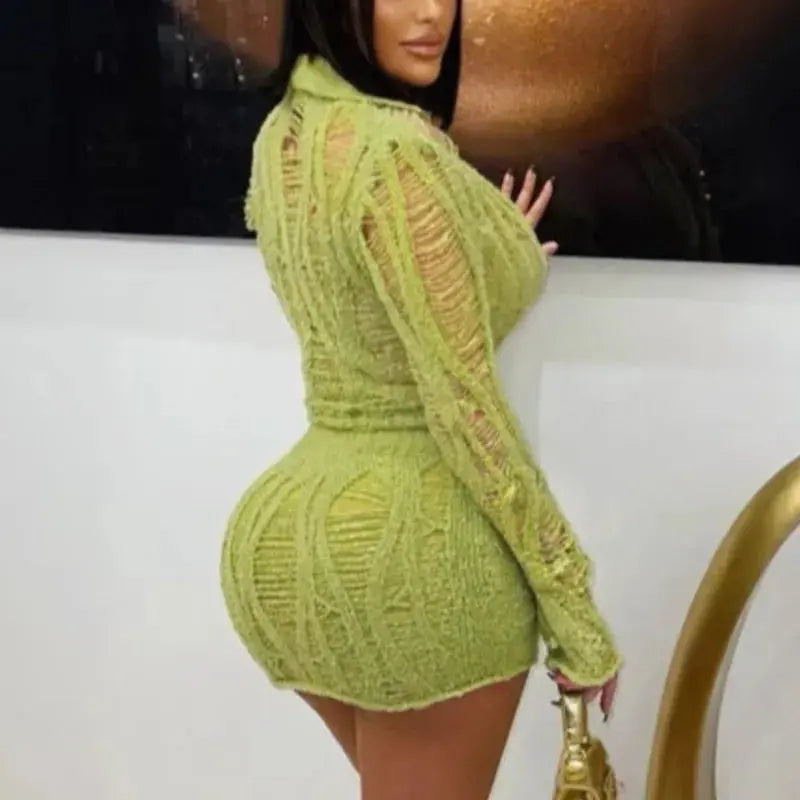 Golden Hour Knit” Two-Piece Set – Long Sleeve Cut-Out Top + Mini Skirt Outfit Majesty Me Streetwear™