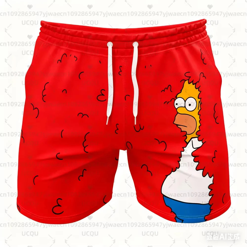 Men's Women's Holiday Summer Vacation Hawaiian Shorts The Simpsons Print Shorts Snowflake & Holly Print Quick-Dry Beachwear Majesty Me