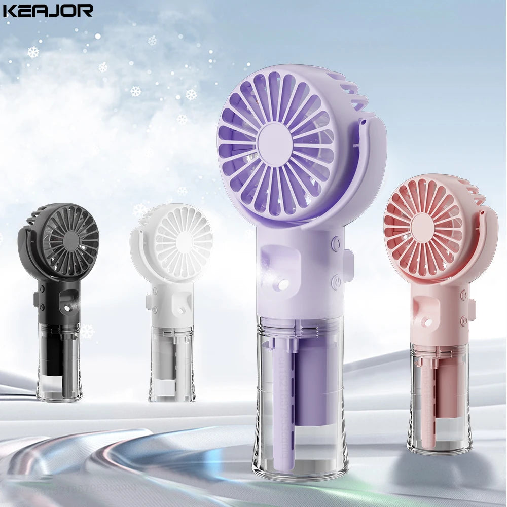 Portable Water Mist Fan Mini Handheld Fan USB Charging 4 Speeds Hanging Neck Spray Fans Portable Personal Hand Held Small Fan Majesty Me