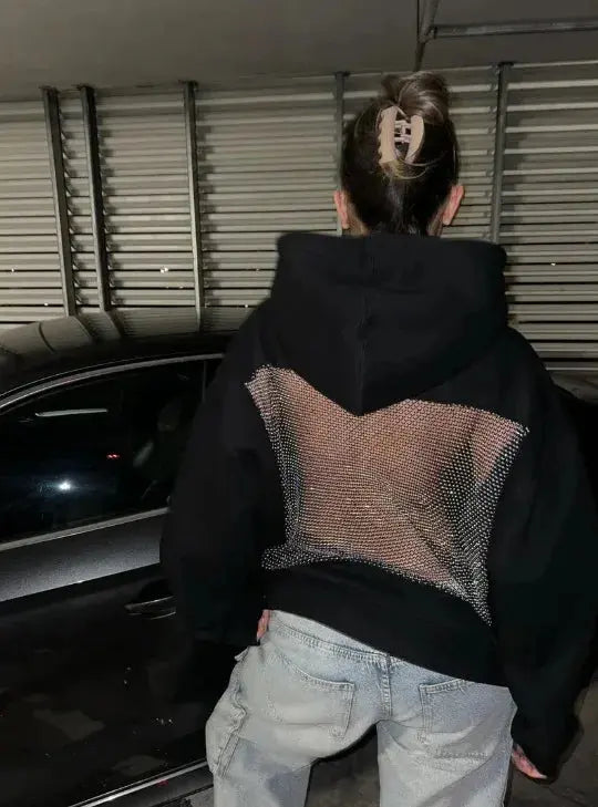Untamed Energy’ Sheer Backless Hoodie Majesty Me Streetwear™