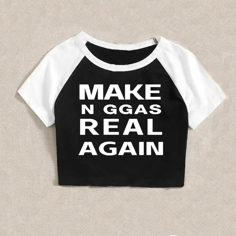 Gothic Hip Hop Sexy Women's Short Sleeve T-Shirt Harajuku Punk Letter Print Casual Crop Top Chic Y2K Retro Emo Girls Streetwear Majesty Me