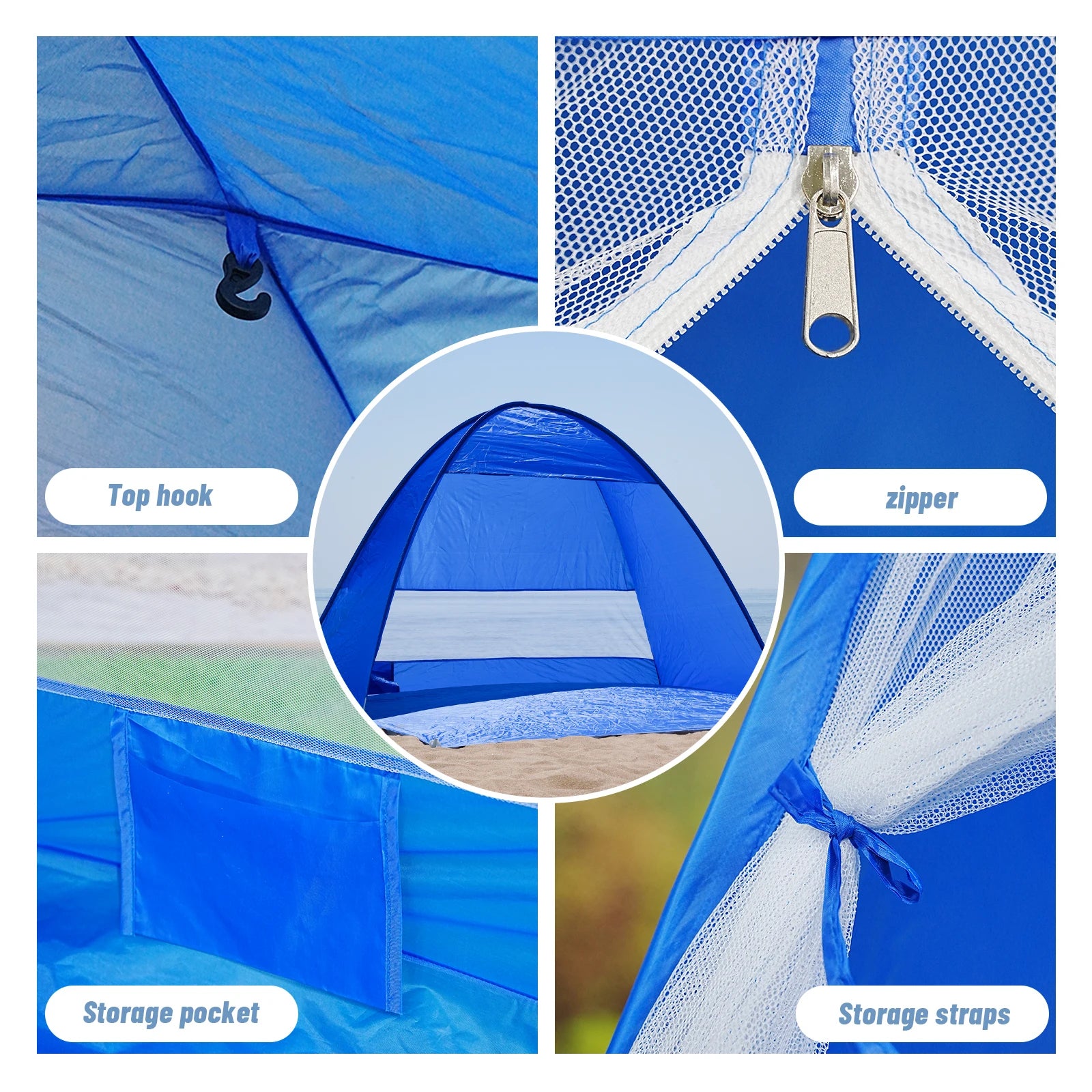 Pop-up beach tent,with handbag - compact folding design, suitable for outdoor camping,picnicking, and travel Majesty Me