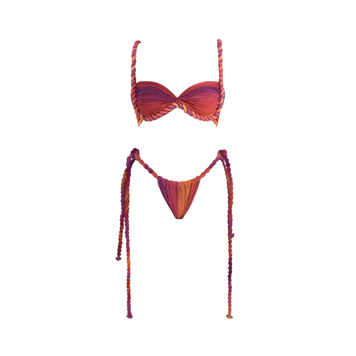 New 3Pcs Crochet Bikini Women Swimsuit Sexy Swimwear Halter Biquini Push Up Swim Suit Strappy Bodysuit Female Bathsuit Beachwear Majesty Me