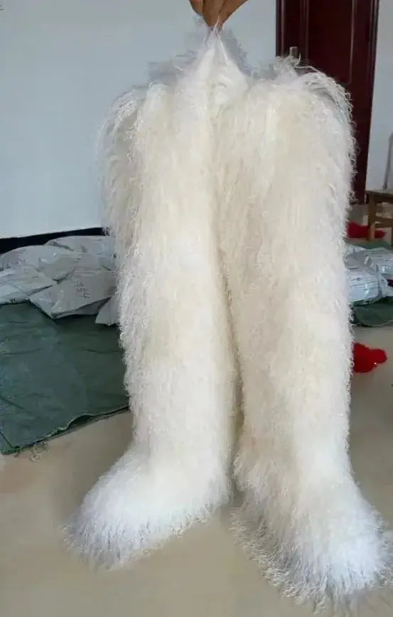 Majesty Me “Empress Frost” Thigh-High Fur Boots Majesty Me Streetwear™