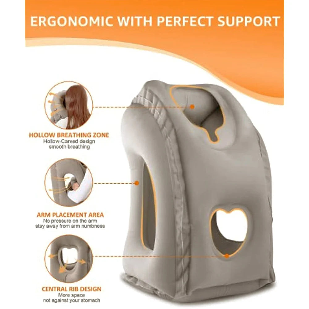 Inflatable Travel Pillow,Travel Accessories With Neck And Head Support, Travel Pillow For Long Haul Flights Cars Office Napping Majesty Me