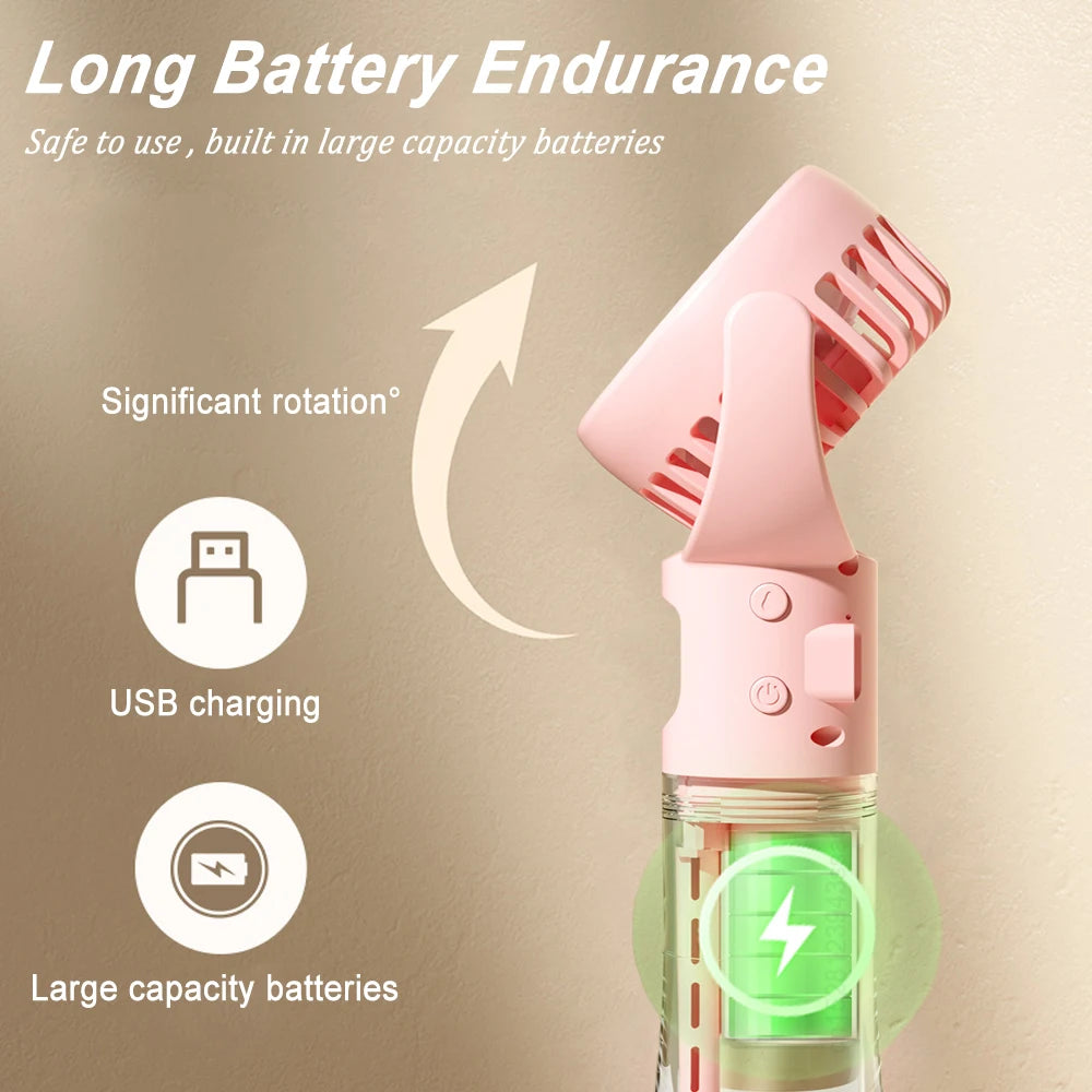Portable Water Mist Fan Mini Handheld Fan USB Charging 4 Speeds Hanging Neck Spray Fans Portable Personal Hand Held Small Fan Majesty Me