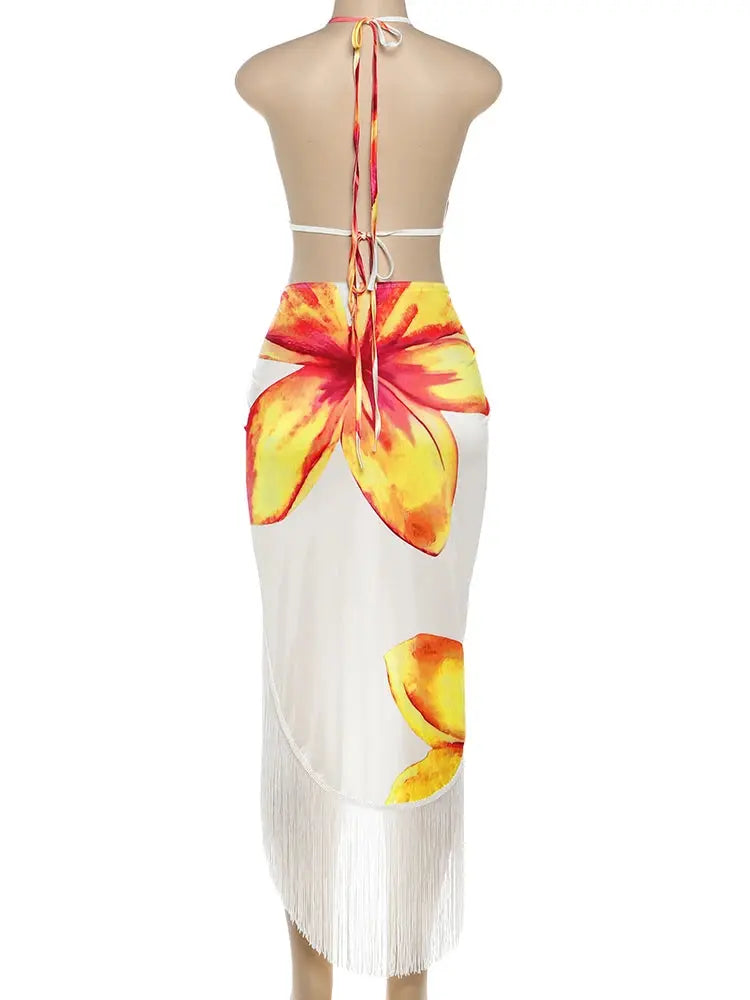 Tassel Halter Two-Piece Set – Women’s Knot Wrap Backless Crop Top & Split Skirt | Sexy Clubwear & Vacation Outfit Majesty Me Streetwear™