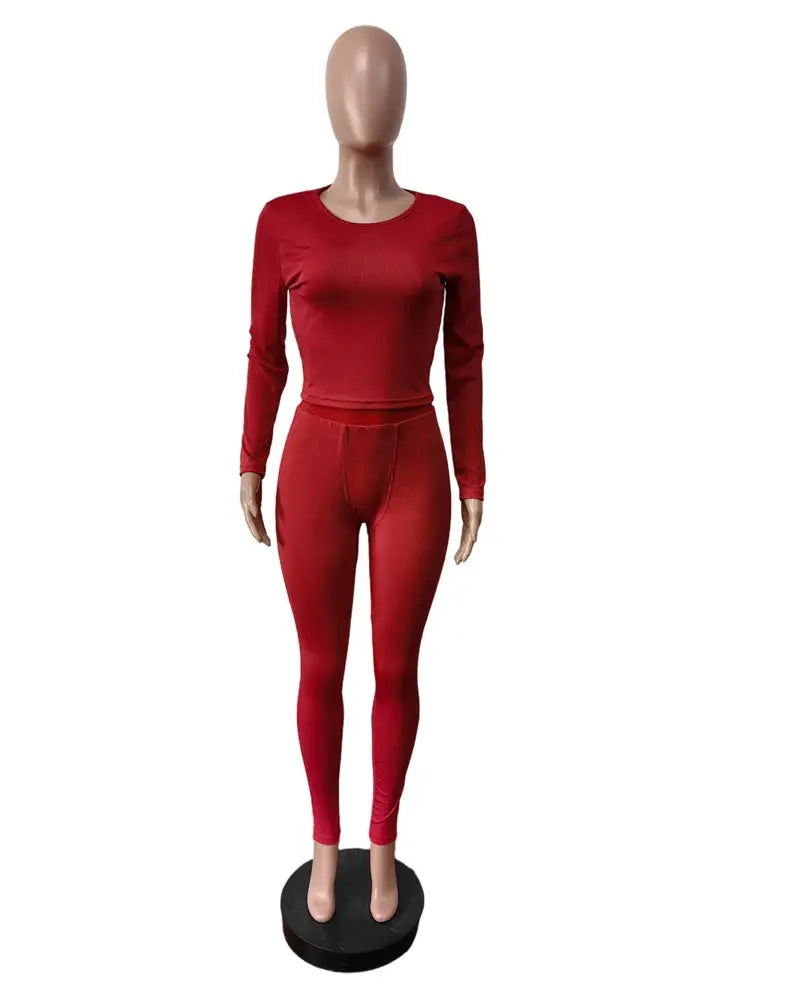 Majesty Me “Royal Comfort” Ribbed Lounge Set – Long Sleeve Crop Top & Matching Pants Majesty Me Streetwear™