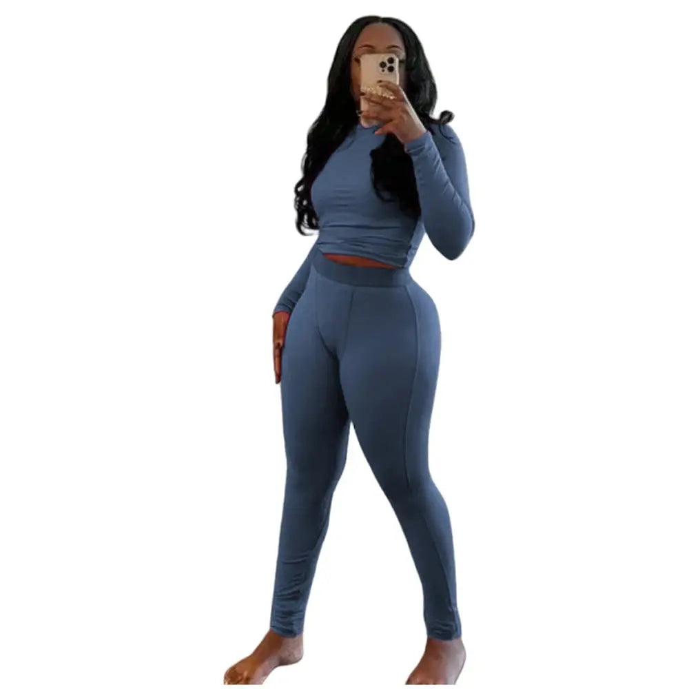 Majesty Me “Royal Comfort” Ribbed Lounge Set – Long Sleeve Crop Top & Matching Pants Majesty Me Streetwear™
