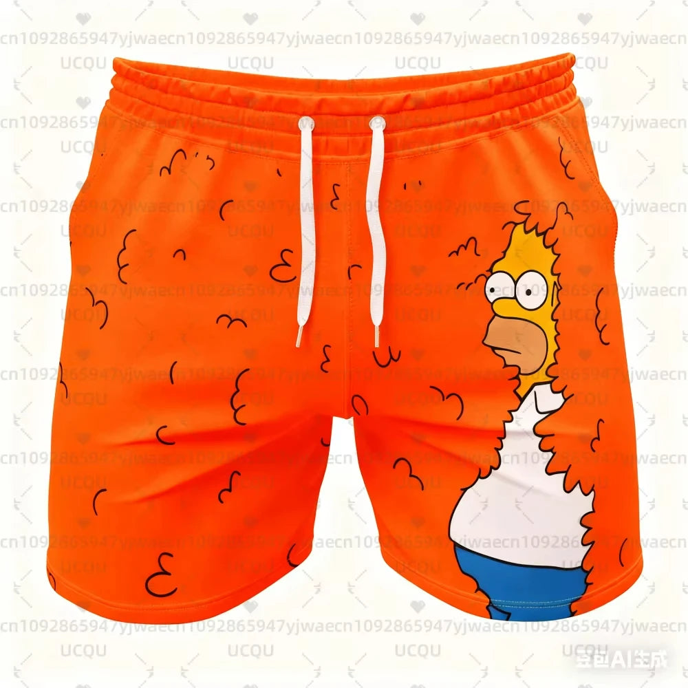 Men's Women's Holiday Summer Vacation Hawaiian Shorts The Simpsons Print Shorts Snowflake & Holly Print Quick-Dry Beachwear Majesty Me