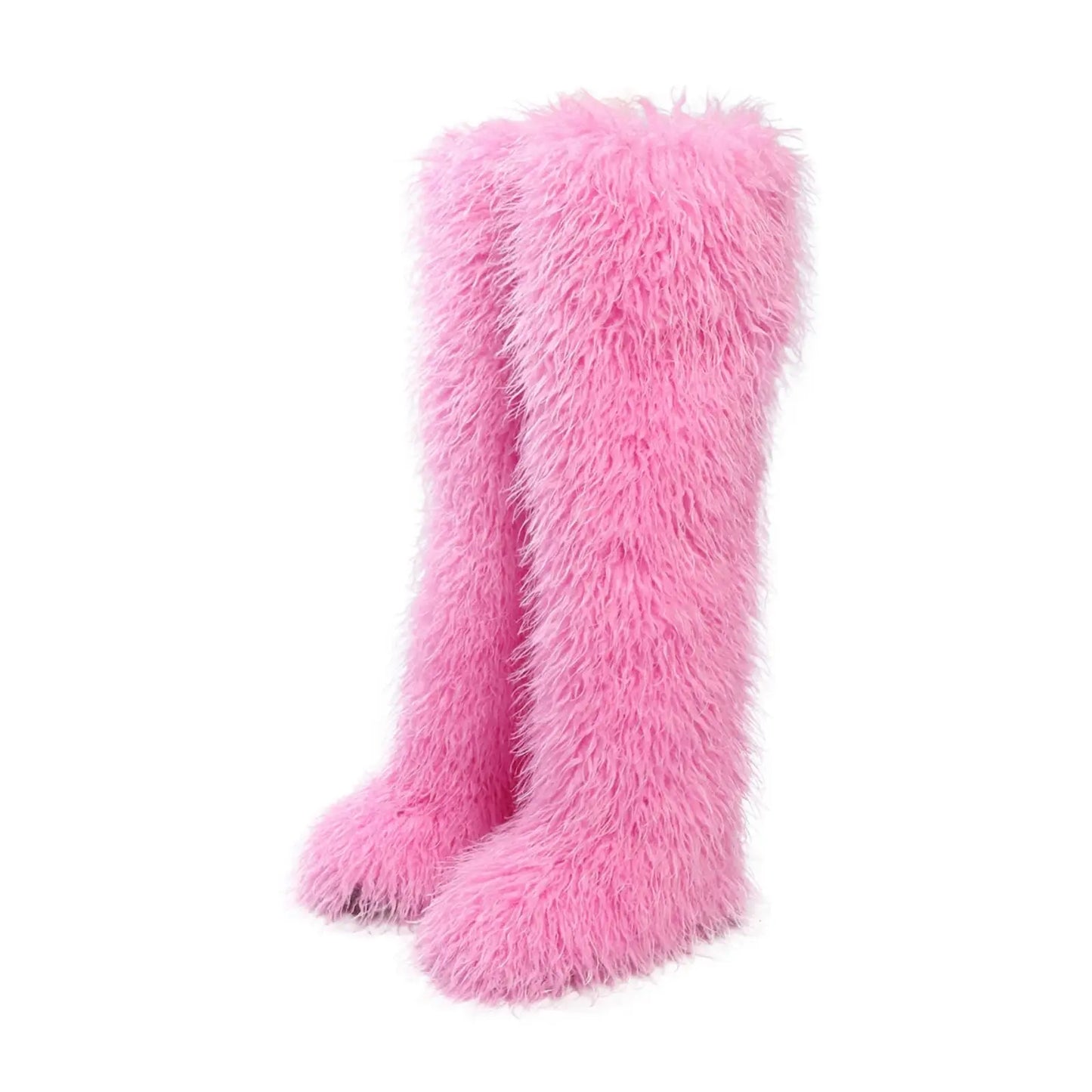 Royal Frost” Thigh-High Fur Boots – Luxe Mongolian Fox Snow Boots for the Modern It-Girl Majesty Me Streetwear™