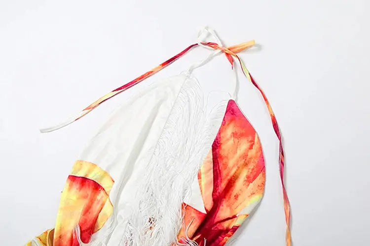 Tassel Halter Two-Piece Set – Women’s Knot Wrap Backless Crop Top & Split Skirt | Sexy Clubwear & Vacation Outfit Majesty Me Streetwear™