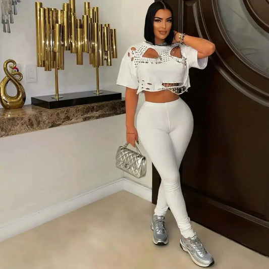 Majesty Me “Pin Me Up” Two-Piece Set – Round Neck Crop Tee & Matching Shorts Majesty Me Streetwear™