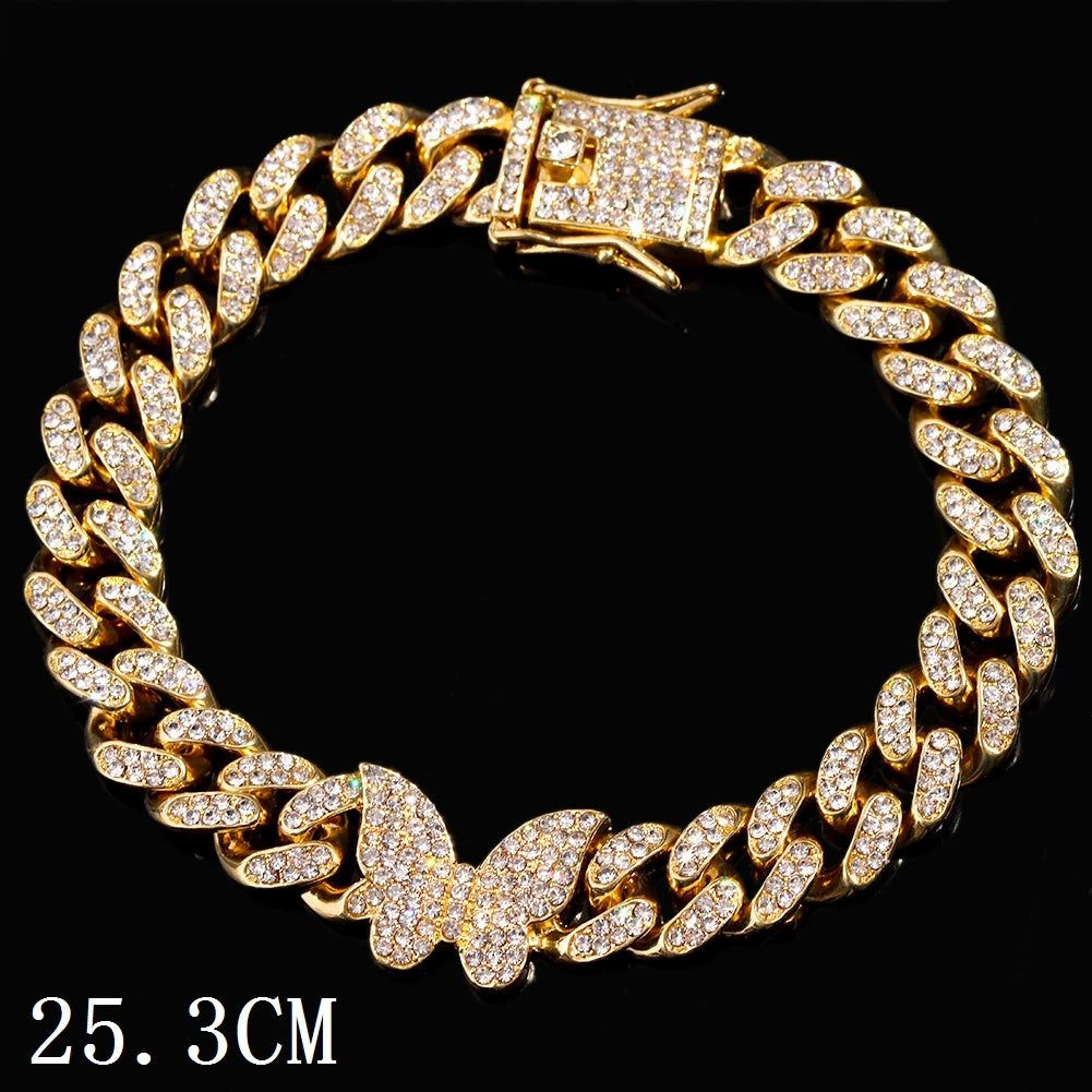 Flatfoosie Hip Hop Iced Out Chunky Cuban Chain Anklets For Women Luxury Rhinestone Link Ankle Bracelet Beach Barefoot Jewelry Majesty Me