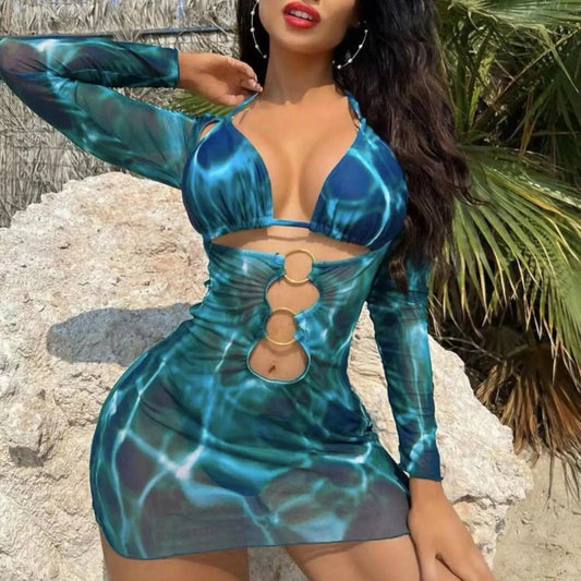 Women’s 3-Piece Swimsuit Set – Bikini Top, Bottom & Long Split Cover-Up Skirt (2025 Collection) - Majesty Me