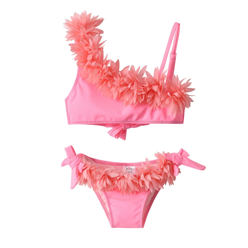 DXTON Girls Bikinis Sets Kids Ruffle Tops Shorts Swimwear Summer Beach Costumes Swimsuit Bathing Suit Toddlers Clothes Set Majesty Me