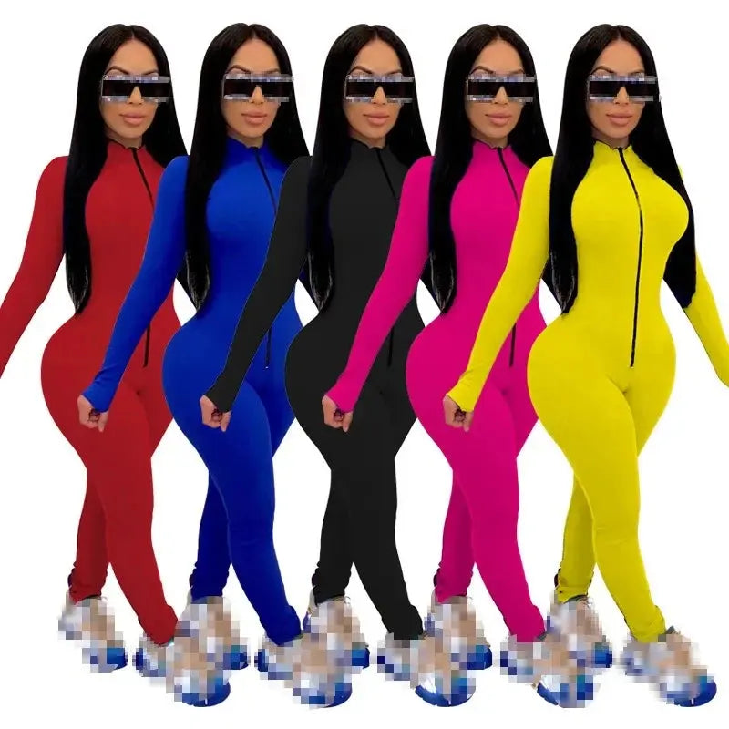 “Vixen Fit Long Sleeve Jumpsuit – Sexy Zip-Up Bodycon Romper Set” Majesty Me Streetwear™