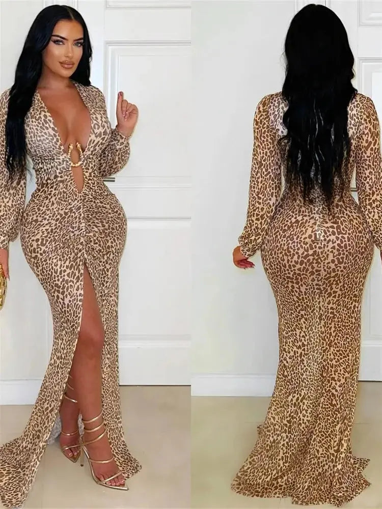 Wild Luxe Leopard Split Maxi Dress Majesty Me