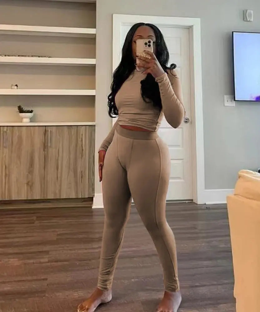 Majesty Me “Royal Comfort” Ribbed Lounge Set – Long Sleeve Crop Top & Matching Pants Majesty Me Streetwear™