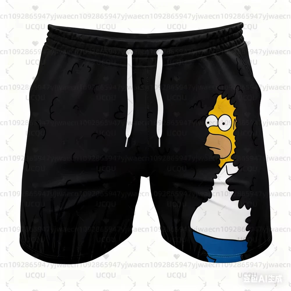 Men's Women's Holiday Summer Vacation Hawaiian Shorts The Simpsons Print Shorts Snowflake & Holly Print Quick-Dry Beachwear Majesty Me