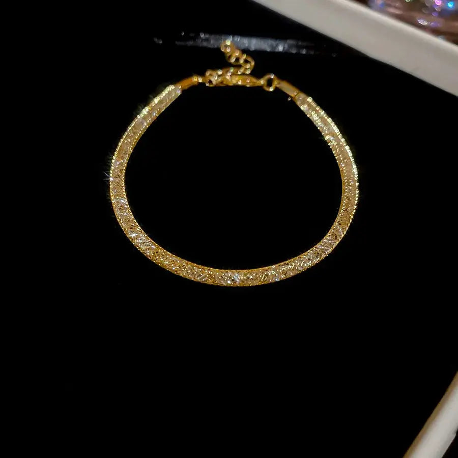 Royal Mesh Gold Bracelet – Sparkling Zircon Crystal Bangle for Men & Women Majesty Me Streetwear™
