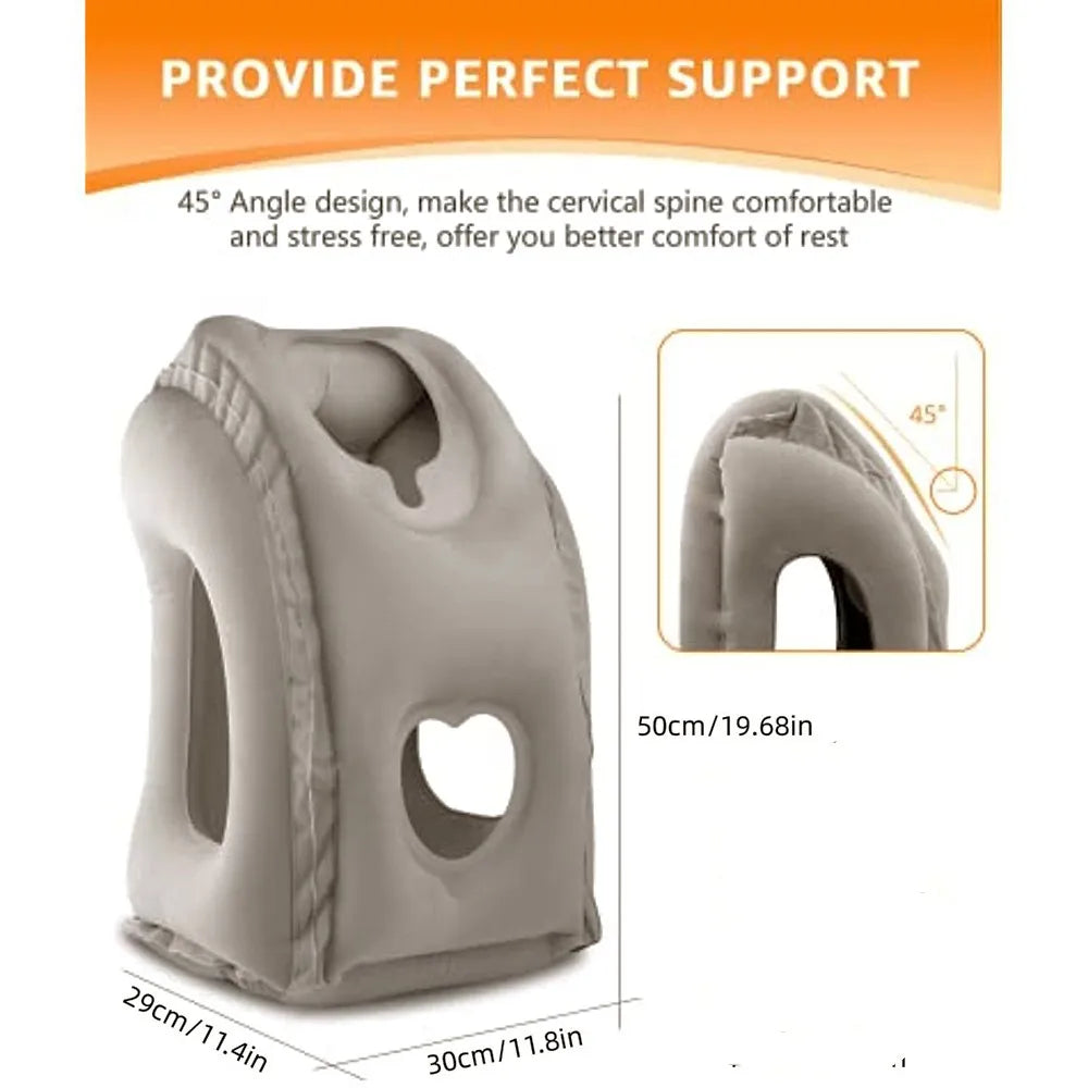 Inflatable Travel Pillow,Travel Accessories With Neck And Head Support, Travel Pillow For Long Haul Flights Cars Office Napping Majesty Me