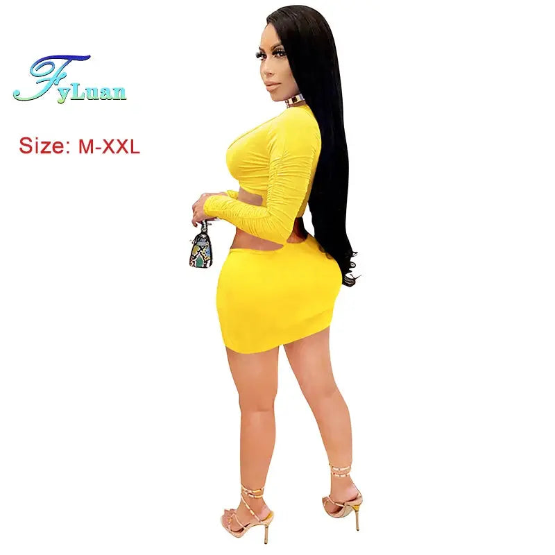 “Majesty Me Temptation” Two-Piece Set – Sexy Deep V Crop Top & Short Skirt Night Look Majesty Me Streetwear™