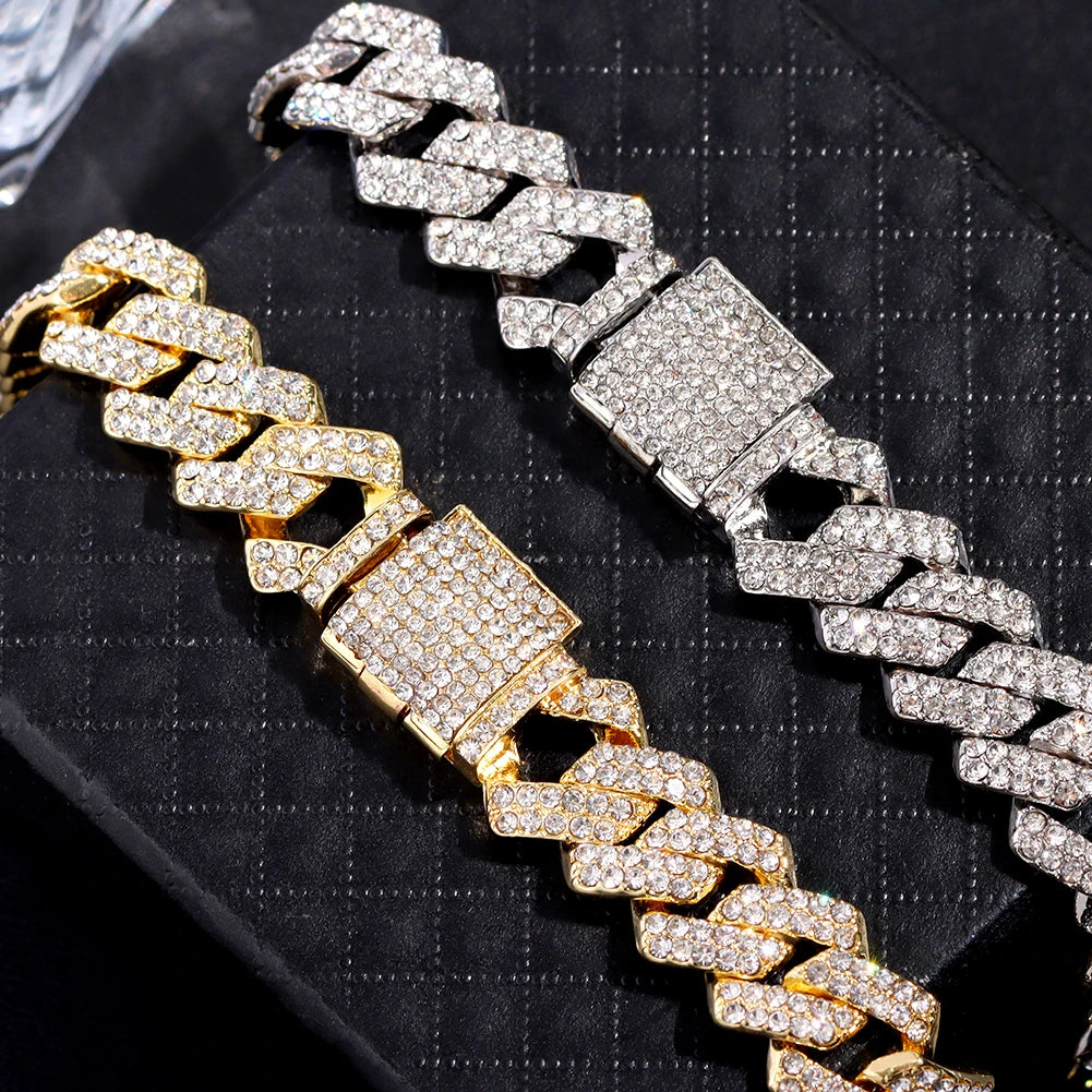 Flatfoosie Hip Hop Iced Out Chunky Cuban Chain Anklets For Women Luxury Rhinestone Link Ankle Bracelet Beach Barefoot Jewelry Majesty Me