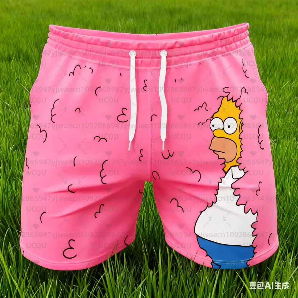 Men's Women's Holiday Summer Vacation Hawaiian Shorts The Simpsons Print Shorts Snowflake & Holly Print Quick-Dry Beachwear Majesty Me