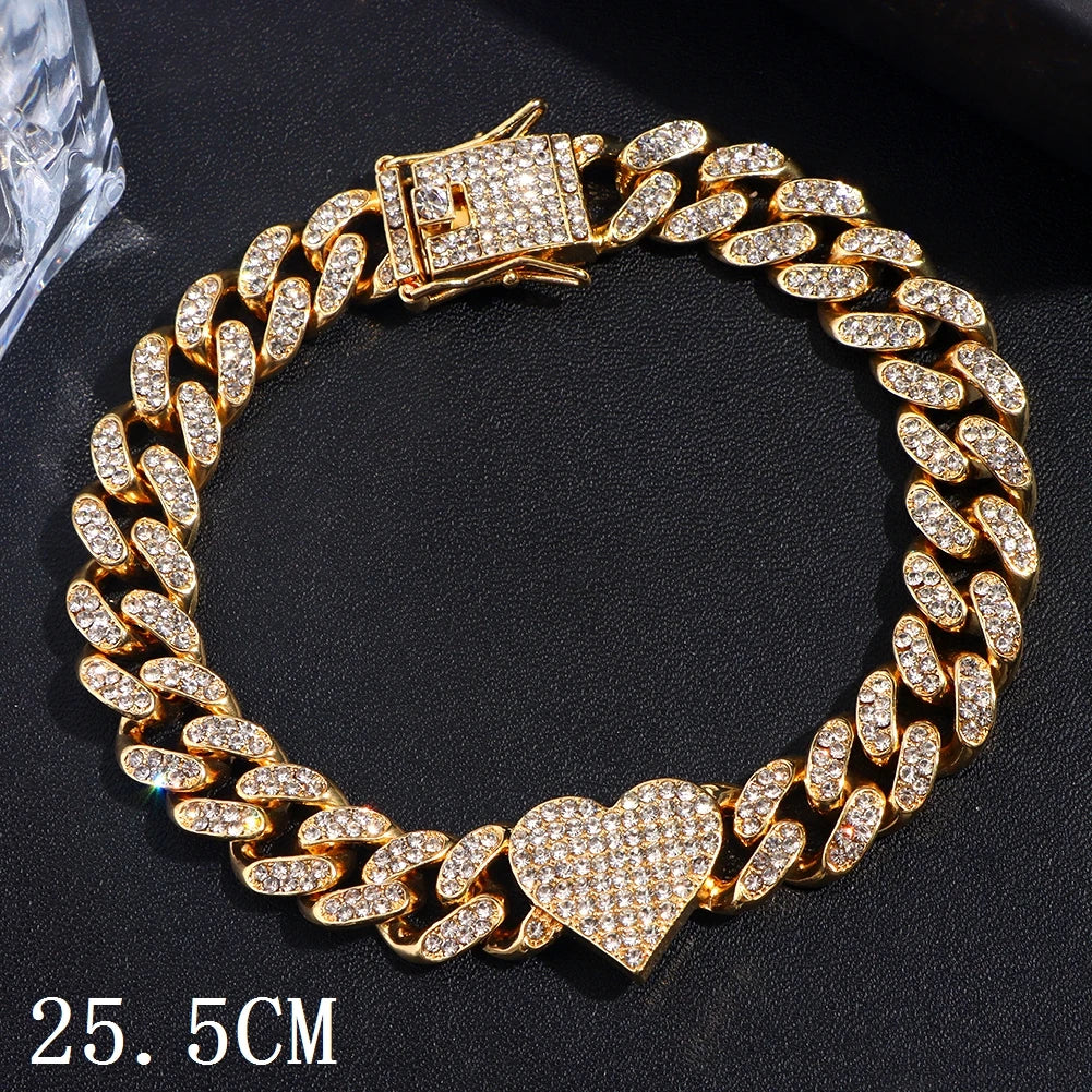 Flatfoosie Hip Hop Iced Out Chunky Cuban Chain Anklets For Women Luxury Rhinestone Link Ankle Bracelet Beach Barefoot Jewelry Majesty Me
