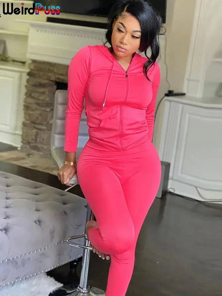 Women’s Hooded Two-Piece Set – Crop Hoodie & Stretch Leggings Majesty Me Streetwear™