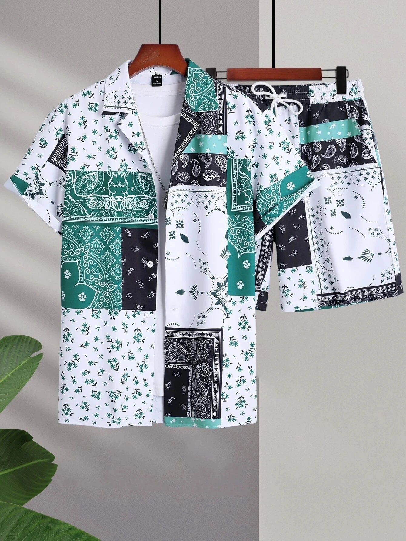 2024 Men Sets Print Patchwork Lapel Short Sleeve Casual Shirt Beach Shorts Summer Streetwear Vacation Hawaiian Suits Men S-5XL Majesty Me